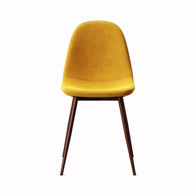 China Classic Yellow Metal Velvet Modern Slipcovered Restaurant Hotel Design Dining Room Dining Chair With Cushion for sale