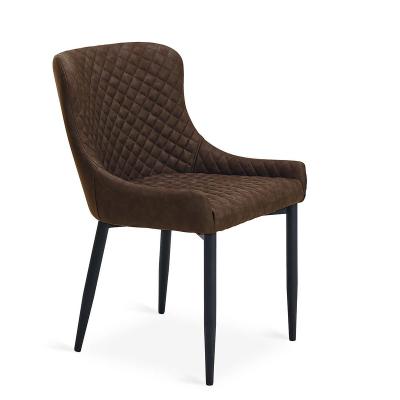 China Wholesale Modern Classic Style Matte Brown Leg Metal Or Velvet Fabric Nordic Dining Chair for sale