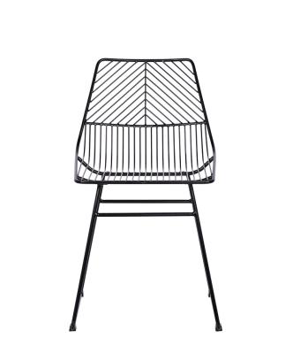 China Modern Modern Black Wrought Iron Dining Hollow Mesh Chair Outdoor Coffee Shop Wire Metal Dining Chair for sale