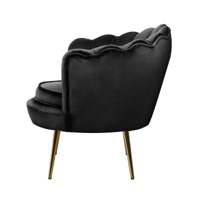 China Modular Tufed Velvet Flower Modern Design Accent Upholstery Chair Black Gold Legs Soft Lounge Chair for sale