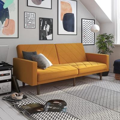 China New Design Cheap Modern American Yellow Tufted 3 Seat Sleeper Foldable Sofa Bed With Upholstery Save Space for sale