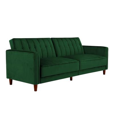 China Green Velvet Extended Daybed Sofa Bed With Upholstery Fabric Wood Plastic Leg Cheap Sofa for sale