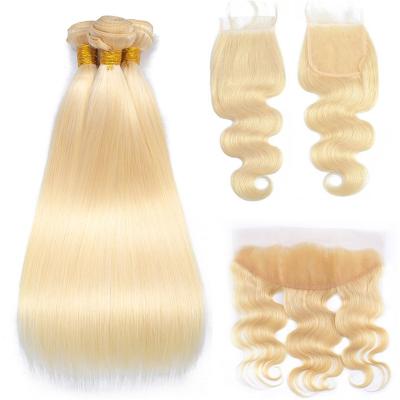 China 40 Inch 613 Blonde Curly Loop Bundles 24 Inch With Frontal Closure, 32 Inch 613 Bundle Hair Tangle Lace Free Closure 613 Blonde Headband for sale