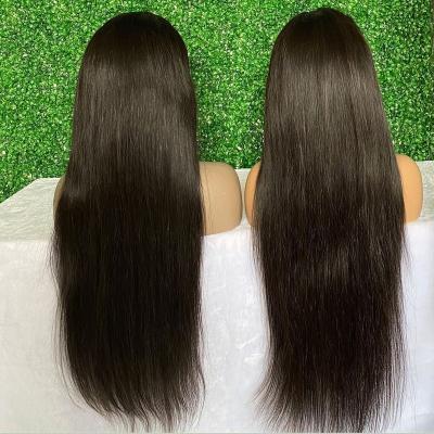 China Cheap Straight Black Bone Peruvian Straight Cuticle Aligned Virgin Hair Wigs Free Part 36 Inch Straight Bleached Knots for sale