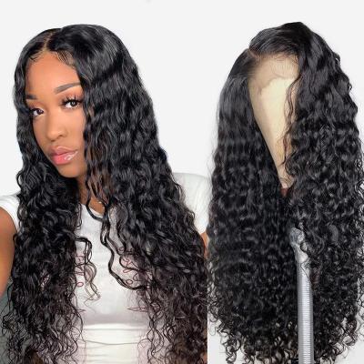 China 13X6 Body Wave Wig Water Wave Wig, HD Peruvian Water Wave Lace Frontal Virgin Hair Wig Pre Plucked For Women for sale