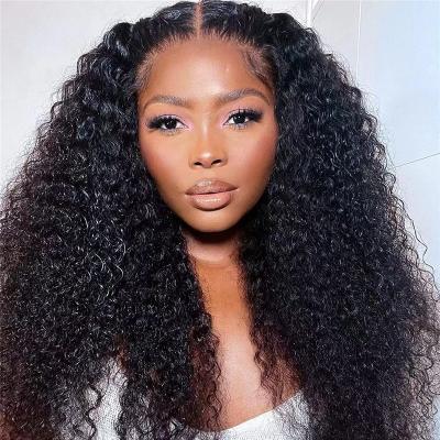 China Body Wave Glueless Afro 4C Mongolian Curly Curly Lace Wig, 26 Inch 4B 4C Curly Afro Hair Coily Curly Human Hair Wigs for sale