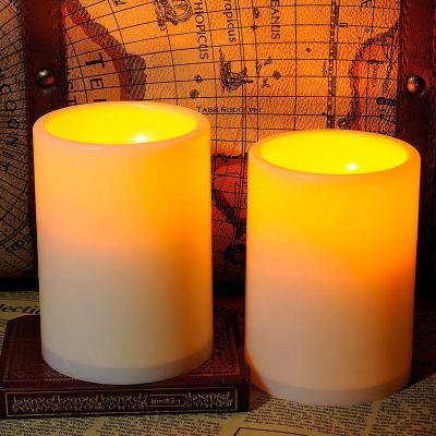 China Custom Birthdays Decor Birthday Christmas Luxury Home Pillar Taper Paraffin Eco-Friendly Warm White LED Real Wax Candle Flameless Set for sale