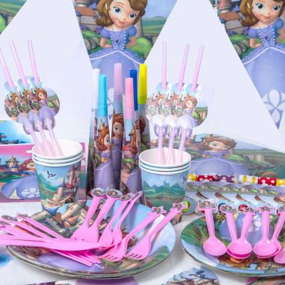 China New Arrivals 16pcs Kid's Birthday Paper Decorations Favors Unicorn Party Supplies Wholesale Princess Party Set Birthday Party Supplies for sale