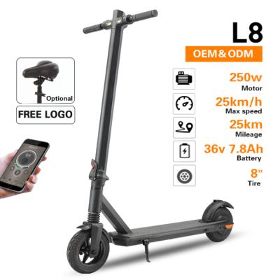 China Unisex Wholesale Fast Adult 2 Wheel 8 Inch Tire E Motor Folding 250w Price Electric Scooter for sale