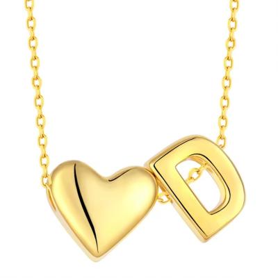 China YASVITTI Personalized 925 Sterling Silver Heart Initial Necklace 18K Gold Plated Luxury Letter Heart Necklace For Girls for sale