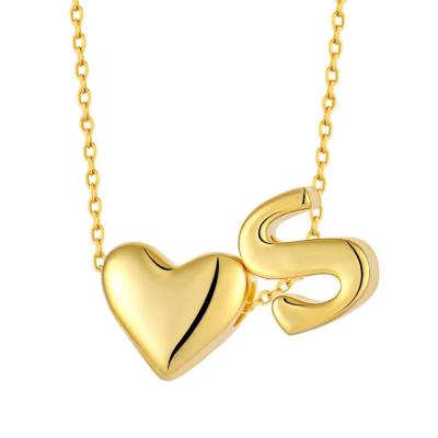 中国 YASVITTI Personalized Initial Jewelry Golden Love Letter S Pendant 925 Sterling Silver Heart  Initial Pendant For Women 販売のため