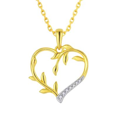 China YASVITTI Custom 18K Gold Plating Heart Leaf Pendant Necklace 925 Silver Fine Jewelry zu verkaufen