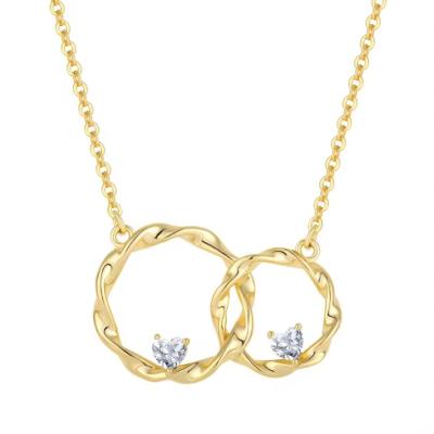 중국 YASVITTI 14K Yellow Gold Plated Interlocking Circle Heart Cubic Zirconia Pendant Necklace 925 Sterling Silver Jewelry 판매용