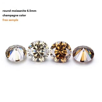 China Forever Brilliant Moissanite Diamond 1 Carat Round Diamond Cut Light Champagne Color for sale