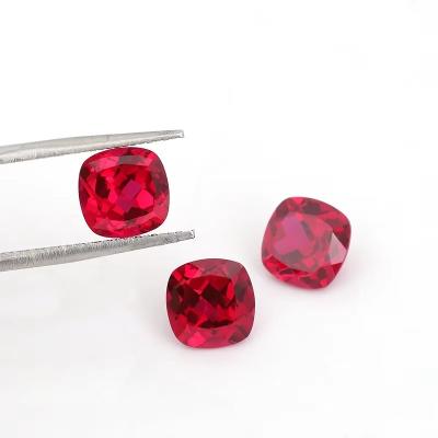 China Certified Pigion Blood Cushion Faceted Cut Grown Loose Ruby Gemstone For Ring for sale