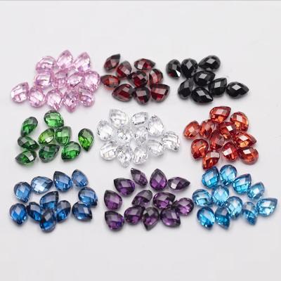 China Pink Garnet Green White Orange Blue Gemstones Pear Shape Double Turtle Faceted Cubic Zirconia for sale