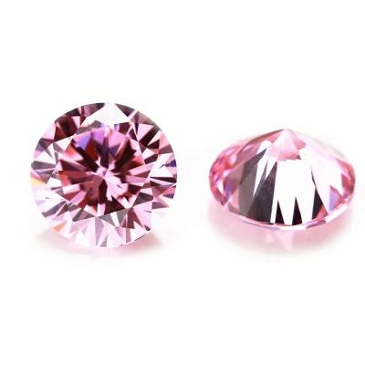 China 3A Quality Pink Color wholesale loose gemstones Round Shape 2mm 3mm Synthetic Cubic Zirconia custom moissanite pendant for sale