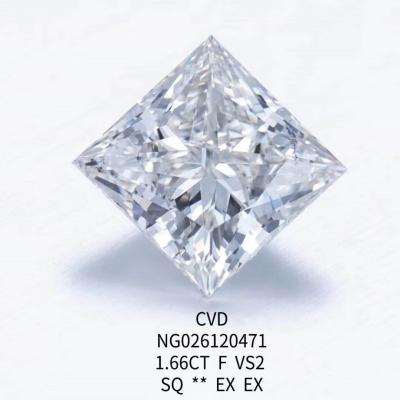 China Certificado IGI NGIC Laboratório Crescido Diamante Princesa Quadrado Corte 1.66ct F VS2 Loose Hpht Cvd Diamante Moissanite à venda