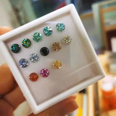 China GRA Certificate 1ct Round Cut 6.5mm VVS1 Loose Moissanite Diamond in White Pink Yellow Champagne Blue Green for Jewelry for sale