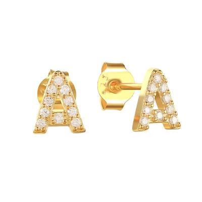 Cina Moda Sterling Silver A-z Alfabeto orecchini 18k oro placcato 925 Silver Letter Stud orecchini in vendita