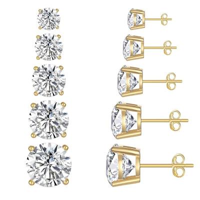 China Koreaanse mode oorbellen Juwelen 925 Sterling zilver klassieke enkele diamant oorbellen 2-10mm Zirconia stud oorbellen voor vrouwen Te koop