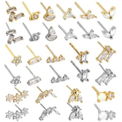 China 925 Sterling Silber Großhandel Schmuck Minimalist Kleine 925 Sterling Silber Zirkon Stud Ohrringe Goldplattierte Ohrringe Für Frauen zu verkaufen