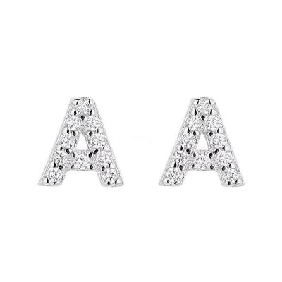 Cina 925 Sterling Silver Letter Earring Studs ABC Jewelry Stud Earrings With Rhodium Plated For Women in vendita