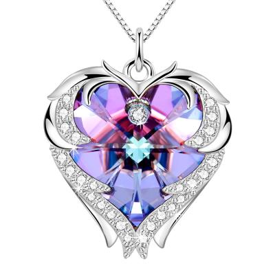 China Purple Sterling Silver Heart Pendant Necklace for sale