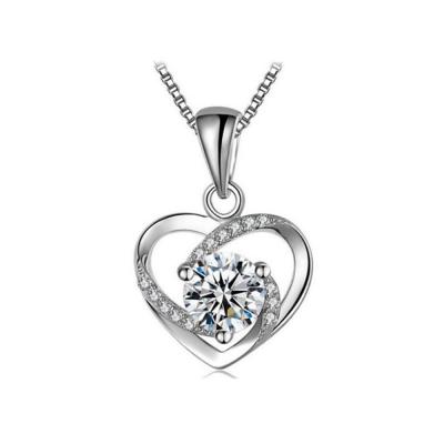 China 5A CZ Sterling Silver Heart Pendant Necklace zu verkaufen