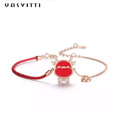 China 19.5cm Schnur-Armband ODM 2,9 Gramm-Sterling Silver Jewelry Bracelets Hearts CZ rotes zu verkaufen