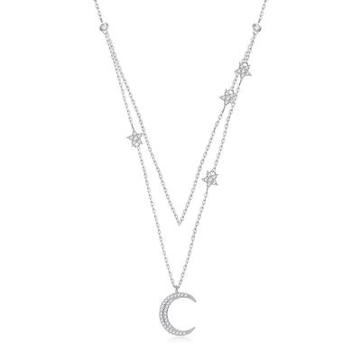 China ODM del collar de la cadena del doble del 18in 2.9g Sterling Silver Necklace Chains AAAAA CZ en venta