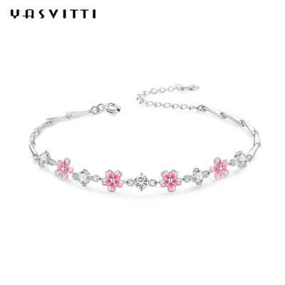 China Zircon Cherry Blossom Bracelet 0.16oz 0.19m Sterling Silver Jewelry Bracelets S925 zu verkaufen