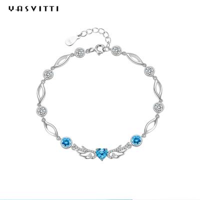 China geometrisches 925 Blau 6.2g 0.21m Sterling Silver Jewelry Bracelets Inlaid Topaz Bracelet zu verkaufen