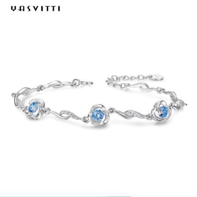 China 7.3in 5.2g Sterling Silver Jewelry Bracelets AAA CZ blaues Bergkristall-Armband zu verkaufen