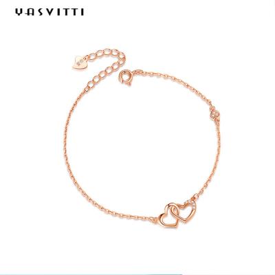 China ODM 7.8in 304 SS-Schieber-Armband-Silber 18k Rose Gold Open Heart Bracelet zu verkaufen