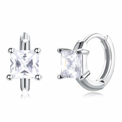 Κίνα 1.2cm 316L SS τετραγωνικά κυβικά Zirconia σκουλαρίκια στηριγμάτων σκουλαρικιών 3A CZ εξαιρετικά ασημένια προς πώληση