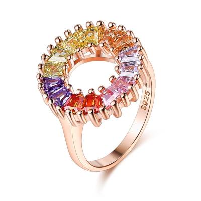 China 14.1mm Verlobungsring-Frauenstaffelung Rose Gold Vermeil Ring Zircon-3.4g zu verkaufen