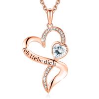 Chine Le rhodium de cristaux du collier 18in 0.29oz Austrian crystal de Rose Gold Crystal Double Heart a plaqué à vendre