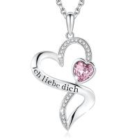 China Sterling Silver Heart Pendant Necklace grabado con el cristal púrpura de Austrian crystal en venta