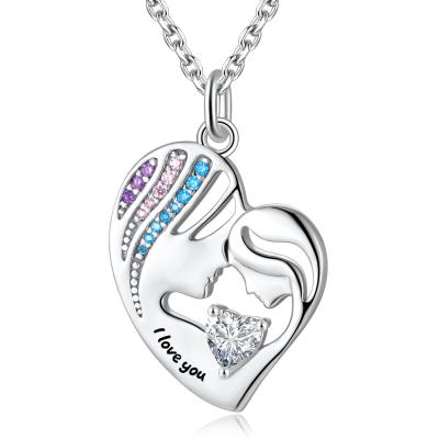 China 1.92x1.6cm 925 Sterling Silver Heart Pendant Necklace Doppelt-Liebes-Nickel frei zu verkaufen