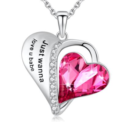 China 0.79x0.98in ästhetische Sterling Silver Heart Pendant Necklace Liebe U Babe Heart zu verkaufen