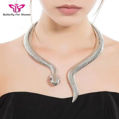 China Hiphop Selling 18k Gold Pvd Plated Stainless Steel Snake Choker Chain Fashion Jewelry Necklaces For Women for sale