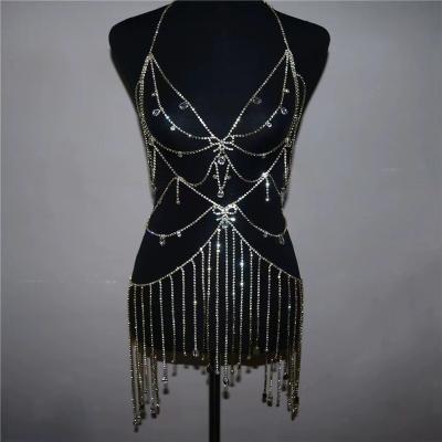 China Popular Vintage Women Rhinestone Rhinestone Shiny Sexy Body Chain Romantic Diamond Dress for sale