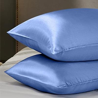 China Standard Satin Silk Pillowcases Pillow Set of 2 - Airy Blue Silk Pillow Cases Hair and Skin 20x26 Inches, Satin Pillow Covers 2 Packs for sale