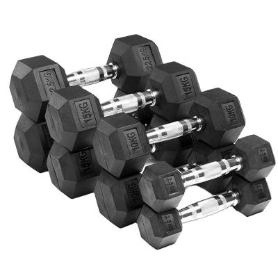 China Chrome Handle Hot Sales Best Steel PVC Gym And Equipment Dumbbell Hexagonal Coated PVC Coated Dumbbells for sale