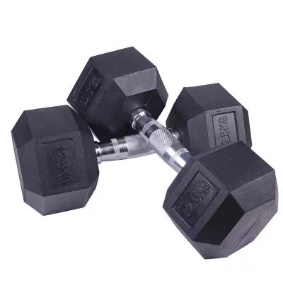 China Wholesale Cheap Chrome Handle Dumbbell Rubber Hex Dumbbell Set Exercise Dumbbell for sale