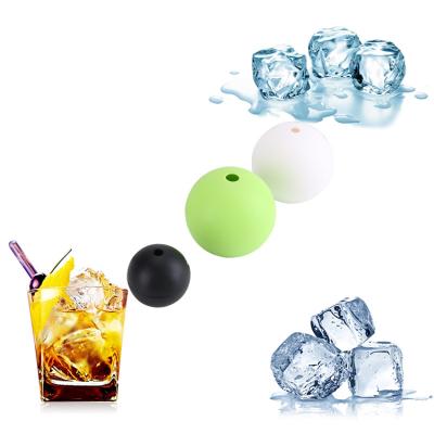 China Large Hockey Whiskey Ice Ball Mold Viable Flexible Custom BHD Easy Release Cavity Maker Round Sphere Silicone Ice Cube Tray With Lid for sale