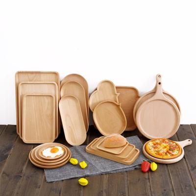 China Wholesale Eco-Friendly Disposable Tableware Rectangle Wood Dinnerware Bowls Serving Plates For Cake Fruit Bread Food for sale