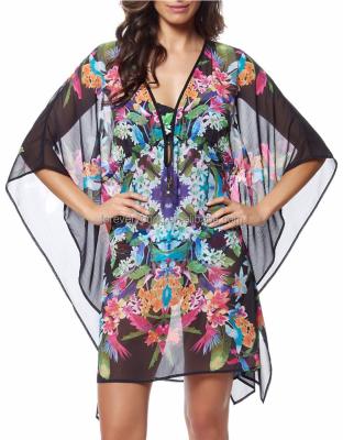 China 2020 Anti-UV Newest Custom Design Kaftan Chiffon Silk Beach Cover Up for sale