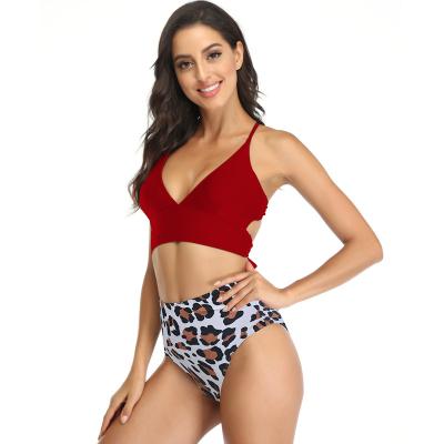 China Wholesale Female Crisscross String High Waist Leopard Print Breathable 2 Piece Swimwear Set For Women Clothing for sale